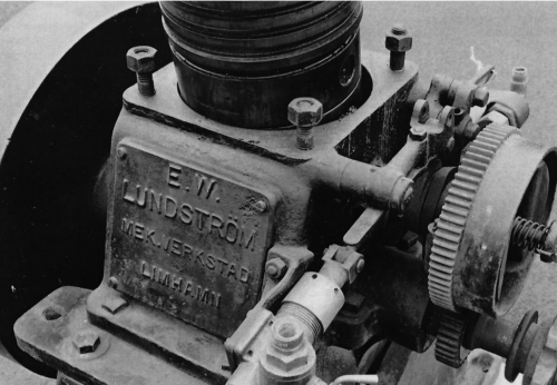 Hot-bulb motor fra Limhamn verksted (nå i Tekniska Museum Malmö). (Foto: Albert Lundström, Limhamn)