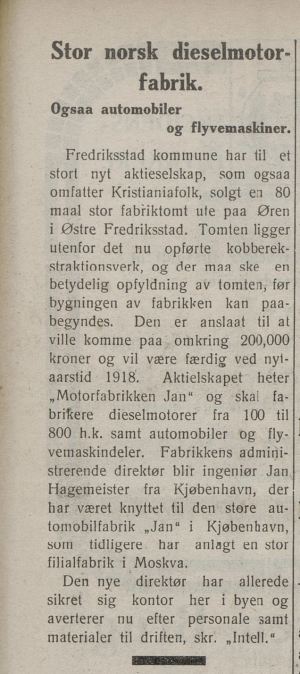 1917 - Notis om opprettelse av Jan
