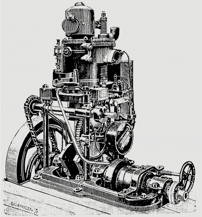 ALPHA, en representant for det danske glødehodesystemet i den tidlige fasen av båtmotoriseringen på Østersjøen. Fra: Børge Dam-Hansen: ALPHA Diesel 100 år. Frederikshavn 1983.