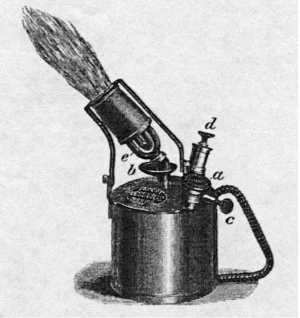 VESUVIUS varmelampe for glødepluggmotorer. Fra: Dittmer/Buhl: Fiskefartøy med hjelpemaskineri. Hannover, Leipzig 1904.