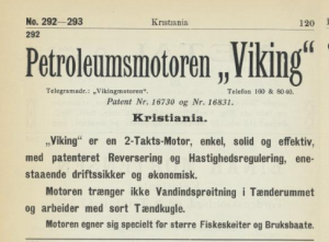 Reklame for Petroleumsmotoren "Viking" (1911)